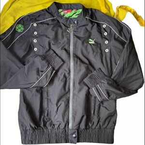 Puma Lightwieght Summer Windbreaker Jacket - Size Small - Black Green - Unisex